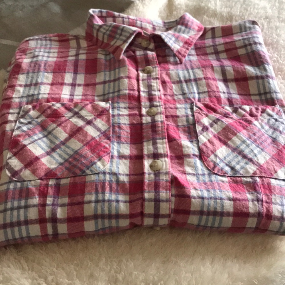 LL Bean Pink Plaid Flannel